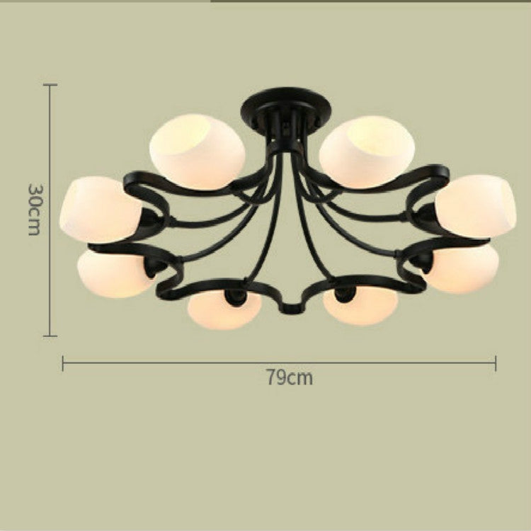 8 Heads Wrought Iron Living Room Ceiling Lamp with 5W White Light LED