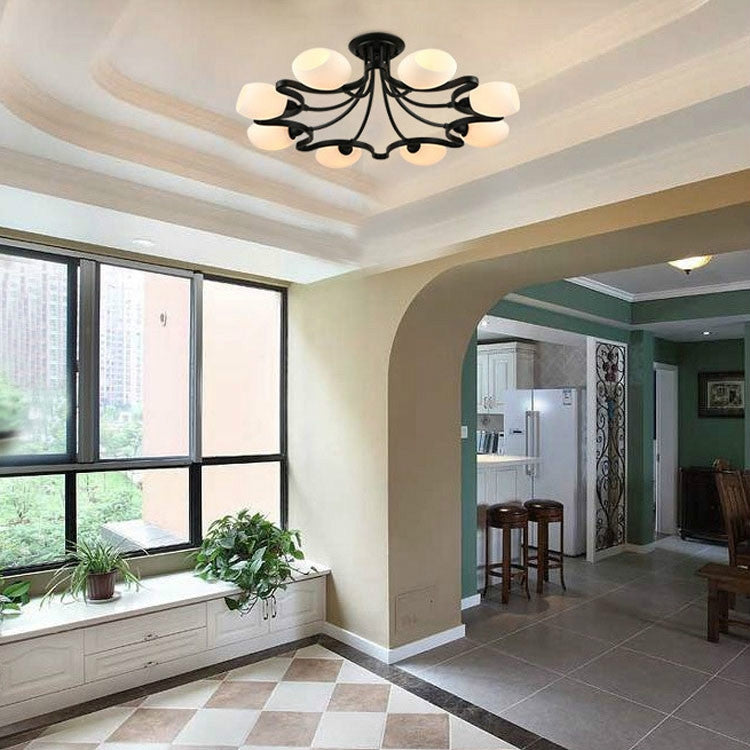 8 Heads Wrought Iron Living Room Ceiling Lamp with 5W Warm White LED