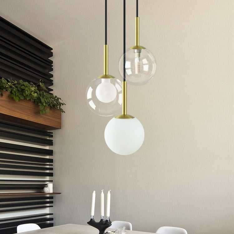 Copper Glass Ball Creative Chandelier with 5W White Light LED(Transparent Copper)