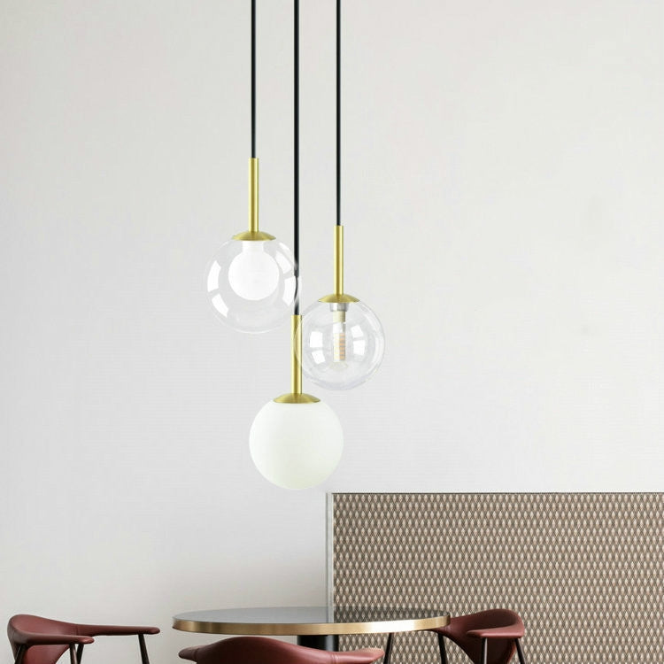 Copper Glass Ball Creative Chandelier with 5W White Light LED(Transparent Copper)
