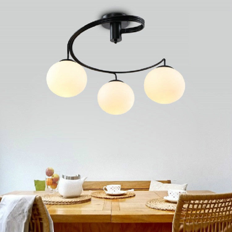 3 Heads Simple Ceiling Lamp Wrought Iron Round Creative Lighting without Light Source