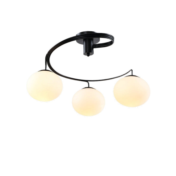 3 Heads Simple Ceiling Lamp Wrought Iron Round Creative Lighting without Light Source