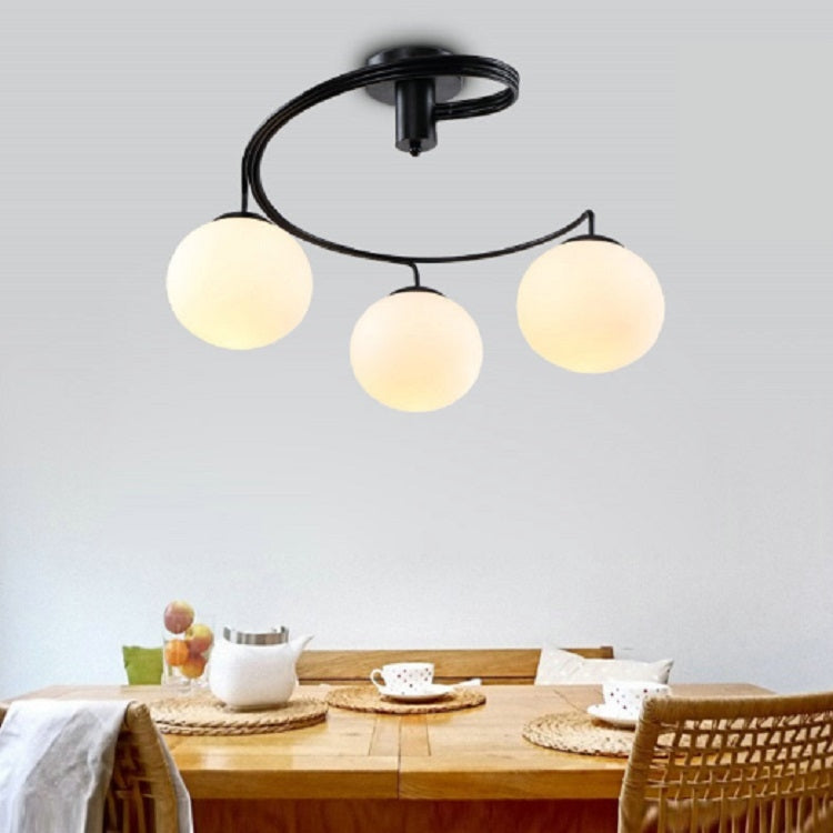 3 Heads Simple Ceiling Lamp Wrought Iron Round Creative Lighting without Light Source