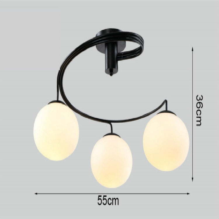 3 Heads Simple Ceiling Lamp Wrought Iron Round Creative Lighting with 5W White Light LED