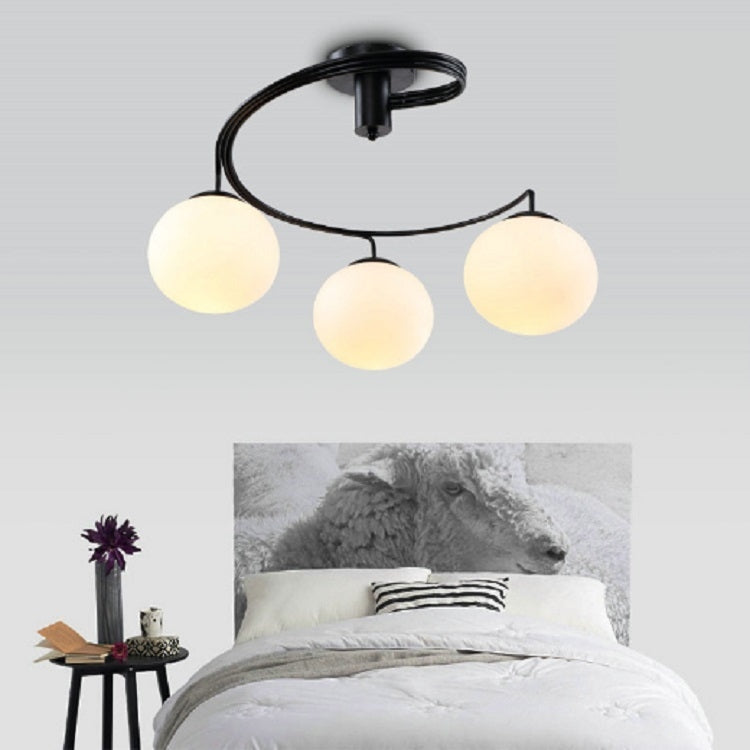 3 Heads Simple Ceiling Lamp Wrought Iron Round Creative Lighting with 5W White Light LED