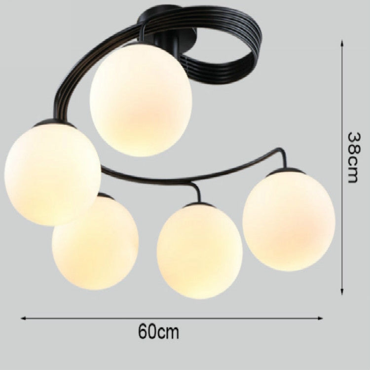 5 Heads Simple Ceiling Lamp Wrought Iron Round Creative Lighting with 5W Warm White LED
