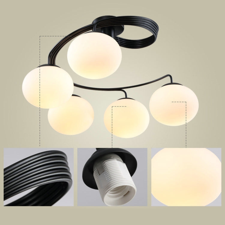 5 Heads Simple Ceiling Lamp Wrought Iron Round Creative Lighting with 5W Warm White LED