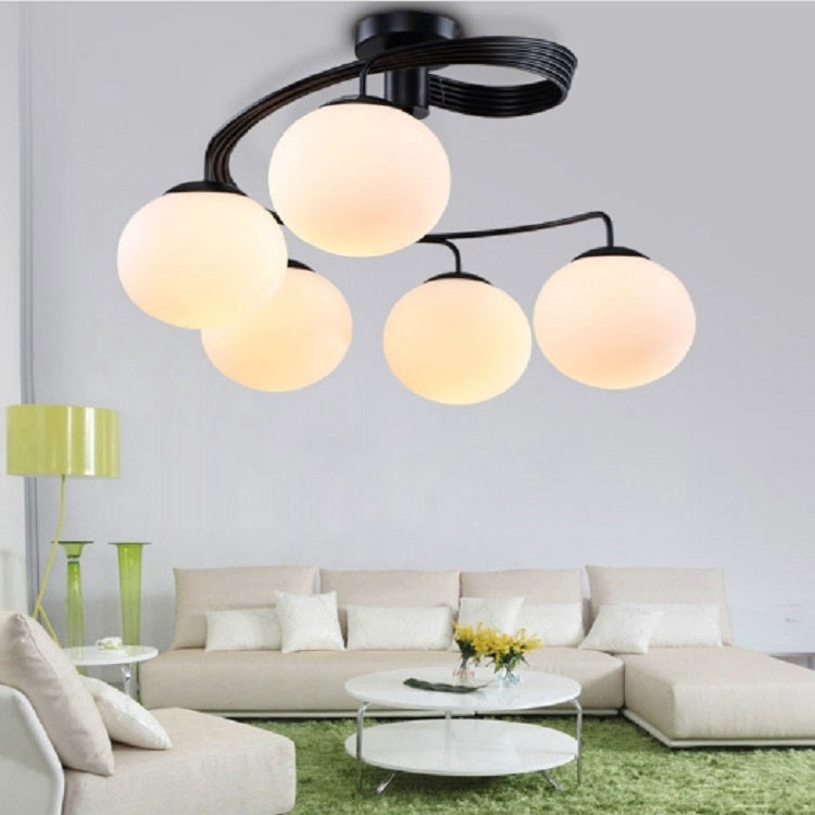 5 Heads Simple Ceiling Lamp Wrought Iron Round Creative Lighting with 5W Warm White LED