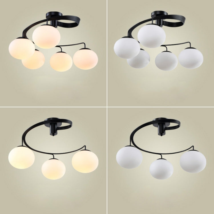 5 Heads Simple Ceiling Lamp Wrought Iron Round Creative Lighting with 5W Warm White LED