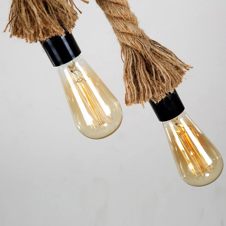 2m Personality DIY Hemp Retro Cafe Bar Clothing Store Hand-made Single Head Chandelier with 4W Edison LED