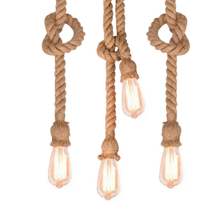 2m Personality DIY Hemp Retro Cafe Bar Clothing Store Hand-made Single Head Chandelier with 4W Edison LED