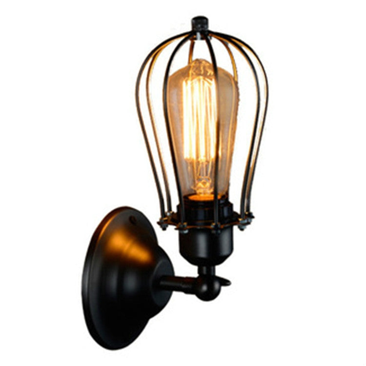 Retro Double Head Grapefruit Wrought Iron Antique Restaurant Corridor Aisle LED Wall Lamp without Light Source