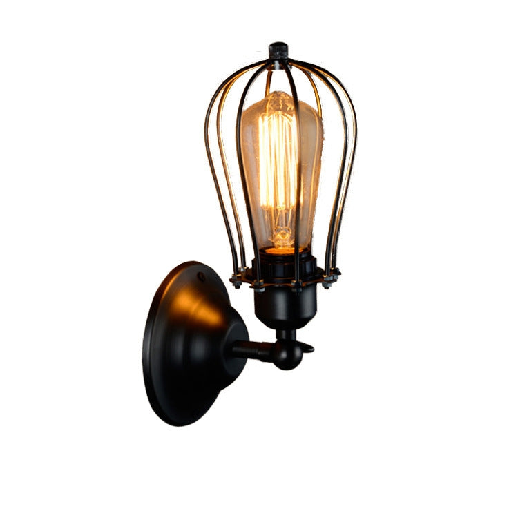Retro Double Head Grapefruit Wrought Iron Antique Restaurant Corridor Aisle LED Wall Lamp without Light Source