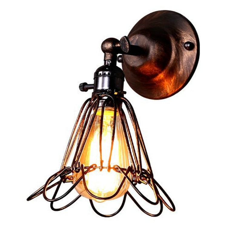 Retro Wrought Iron Bird Cage Wall Lamp without Light Bulb