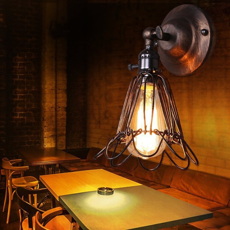Retro Wrought Iron Bird Cage Wall Lamp without Light Bulb