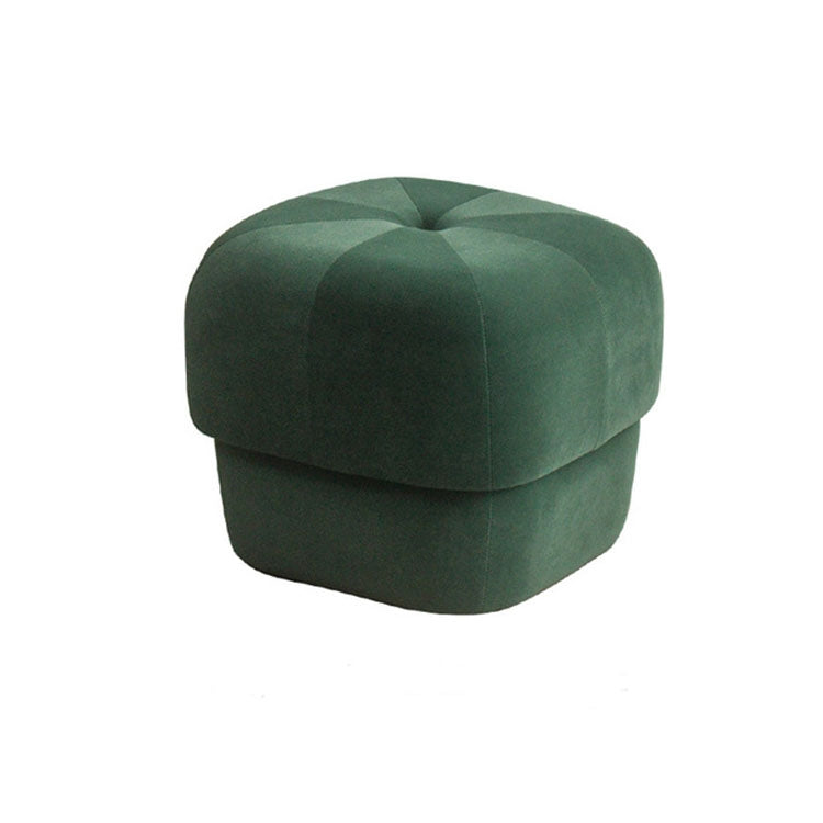 Modern Fabric Solid Wood Stool Thickened Small Stool Living Room Stool, Specification:Small Dark Green