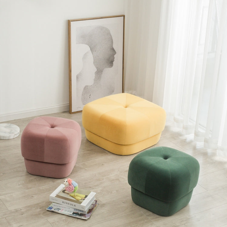 Modern Fabric Solid Wood Stool Thickened Small Stool Living Room Stool, Specification:Small Blue Gray