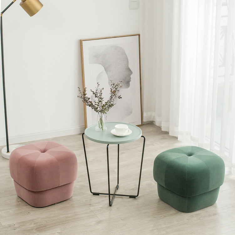 Modern Fabric Solid Wood Stool Thickened Small Stool Living Room Stool, Specification:Small Blue Gray