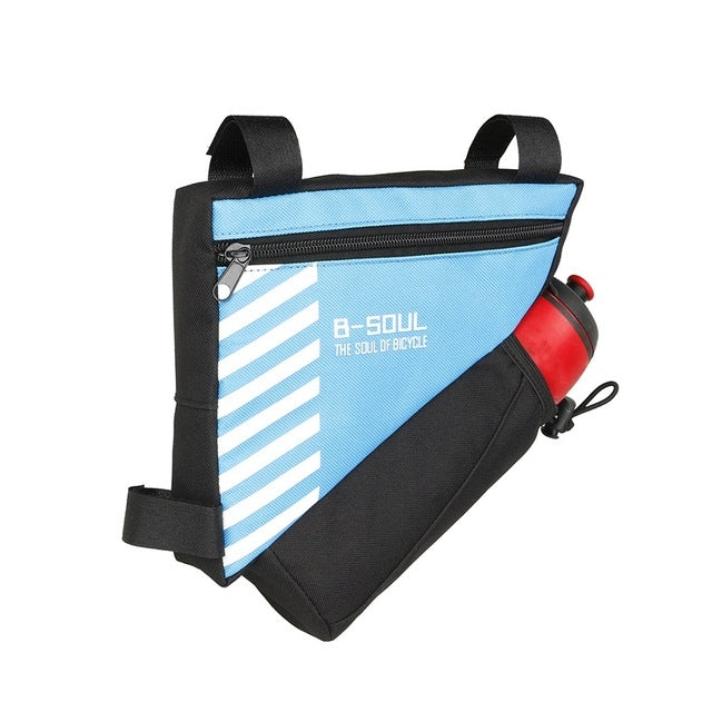 B-soul Bicycle Bags With Water Bottle Triangle Pouch Solid Cycling Front Tube Frame Bag Pocket, Size:20.5*18*5cm