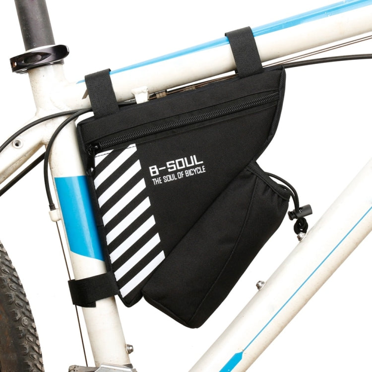 B-soul Bicycle Bags With Water Bottle Triangle Pouch Solid Cycling Front Tube Frame Bag Pocket, Size:20.5*18*5cm