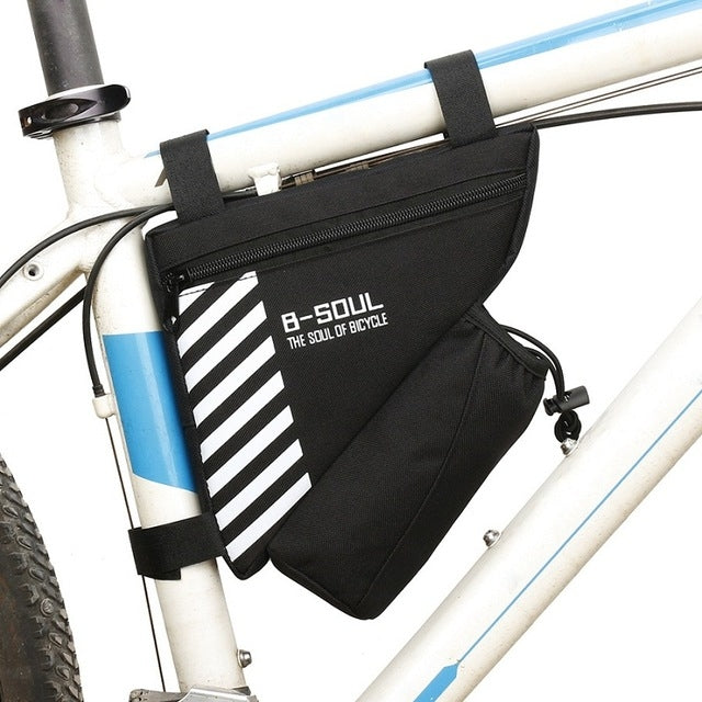 B-soul Bicycle Bags With Water Bottle Triangle Pouch Solid Cycling Front Tube Frame Bag Pocket, Size:20.5*18*5cm