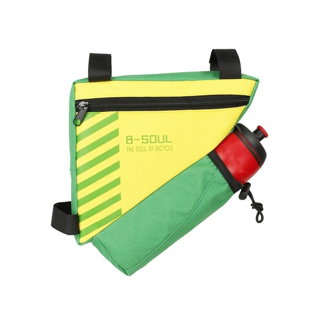 B-soul Bicycle Bags With Water Bottle Triangle Pouch Solid Cycling Front Tube Frame Bag Pocket, Size:20.5*18*5cm