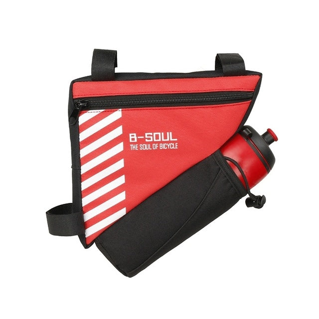 B-soul Bicycle Bags With Water Bottle Triangle Pouch Solid Cycling Front Tube Frame Bag Pocket, Size:20.5*18*5cm