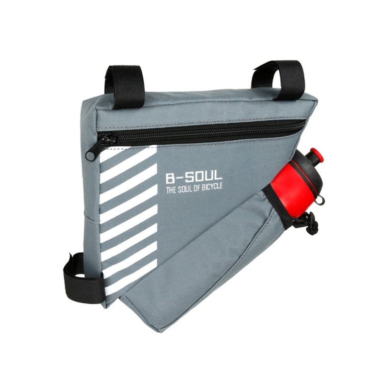 B-soul Bicycle Bags With Water Bottle Triangle Pouch Solid Cycling Front Tube Frame Bag Pocket, Size:20.5*18*5cm