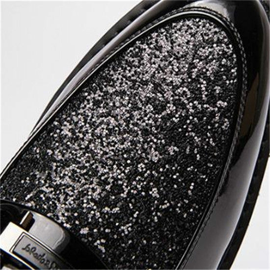 Men Fashion Thick Bottom Pointed Formal Business Leather Shoes, Shoe Size:43