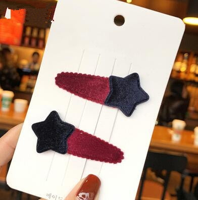2 Sets Cute Five-pointed Star Heart Girl BB Clip Hair Accessories