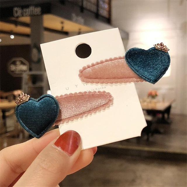 2 Sets Cute Five-pointed Star Heart Girl BB Clip Hair Accessories