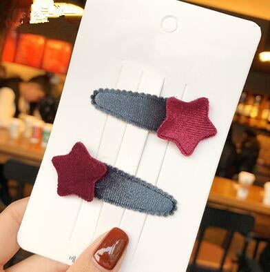 2 Sets Cute Five-pointed Star Heart Girl BB Clip Hair Accessories