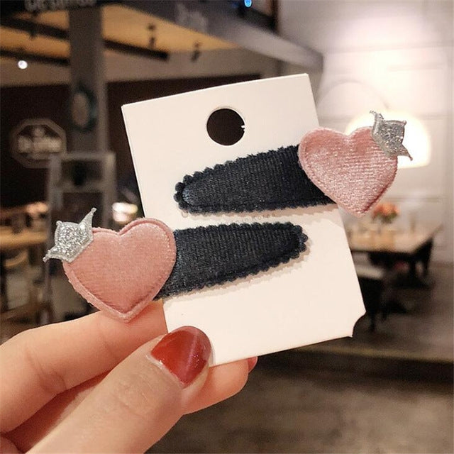 2 Sets Cute Five-pointed Star Heart Girl BB Clip Hair Accessories