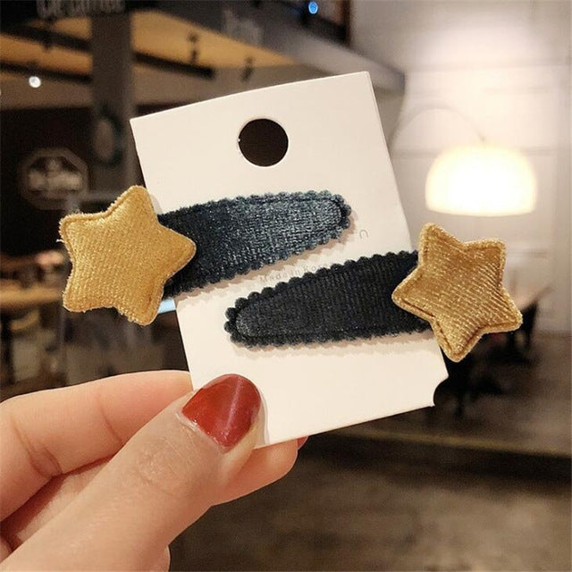 2 Sets Cute Five-pointed Star Heart Girl BB Clip Hair Accessories