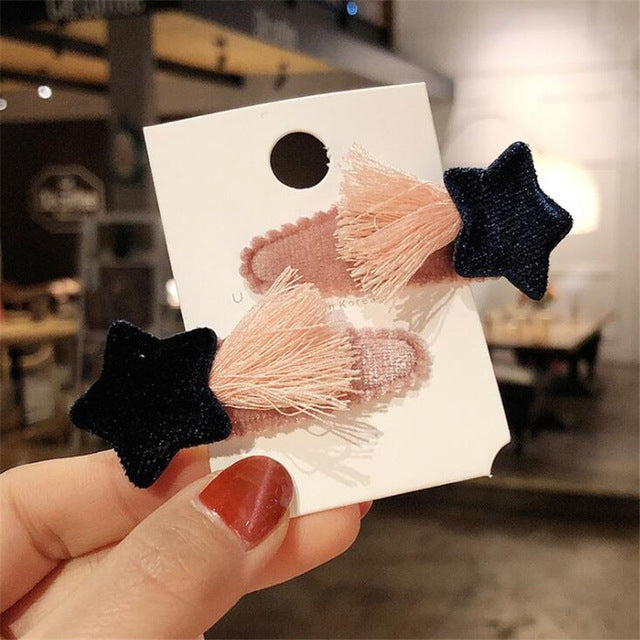 2 Sets Cute Five-pointed Star Heart Girl BB Clip Hair Accessories