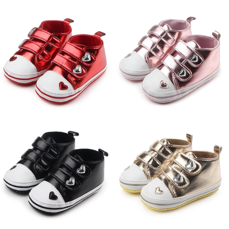 First Walkers Tennis Lace-Up Heart-shaped PU Leather Shoes(Black)