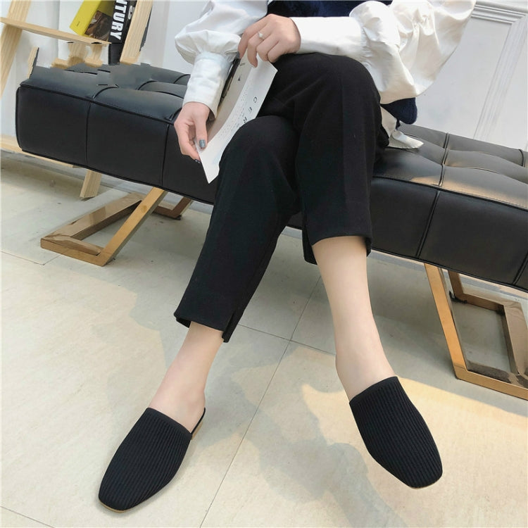 Women Elastic Cloth Round Toe Flats Elastic Band Slipper, Shoe Size:36