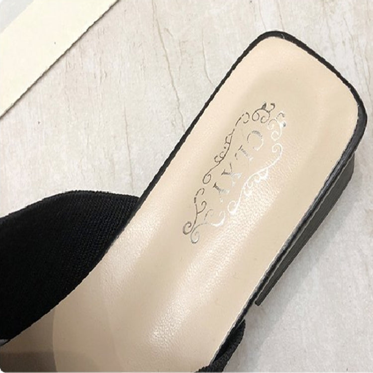 Women Elastic Cloth Round Toe Flats Elastic Band Slipper, Shoe Size:36