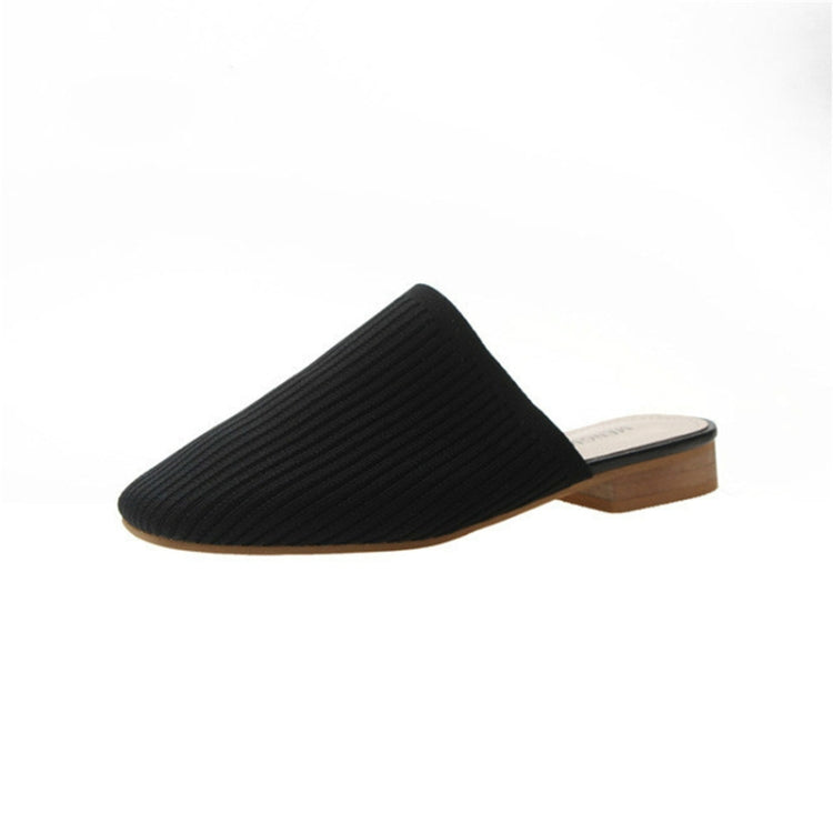 Women Elastic Cloth Round Toe Flats Elastic Band Slipper, Shoe Size:38