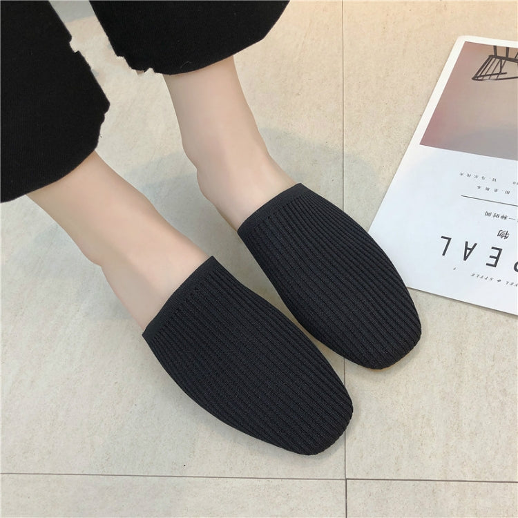 Women Elastic Cloth Round Toe Flats Elastic Band Slipper, Shoe Size:39