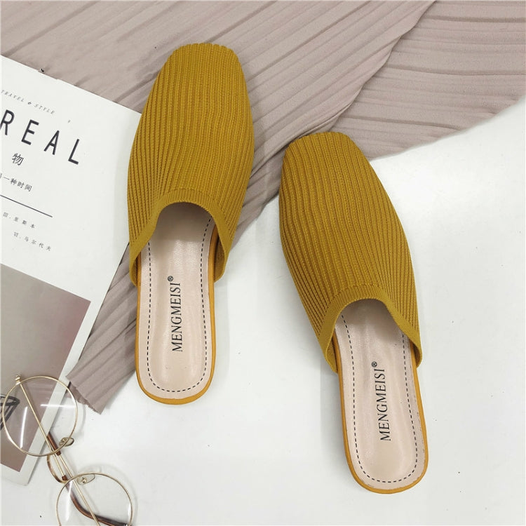 Women Elastic Cloth Round Toe Flats Elastic Band Slipper, Shoe Size:39