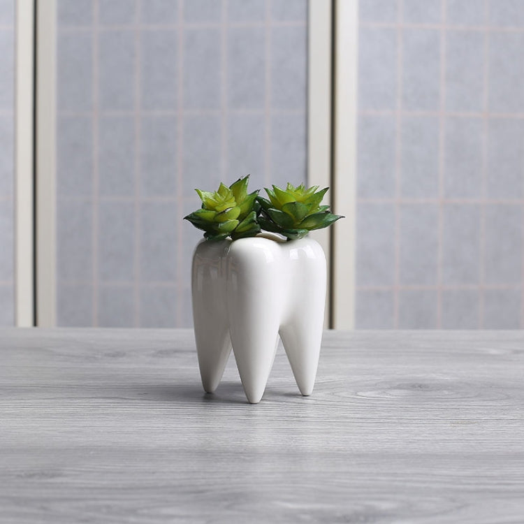 Succulent Potted Ceramic Pen Holder Home Decoration Tooth-shaped Desktop Ceramic Flower Pot, Without Plants