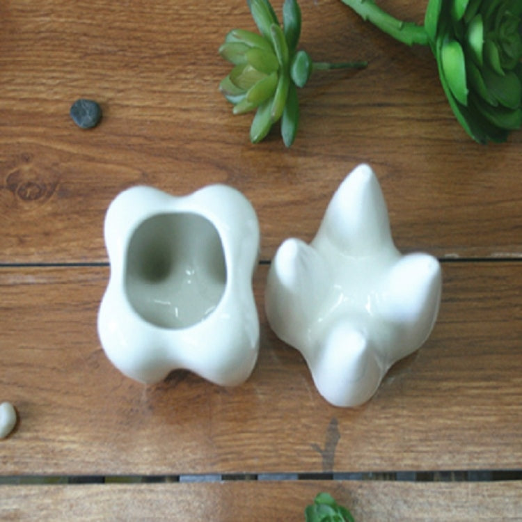 Succulent Potted Ceramic Pen Holder Home Decoration Tooth-shaped Desktop Ceramic Flower Pot, Without Plants