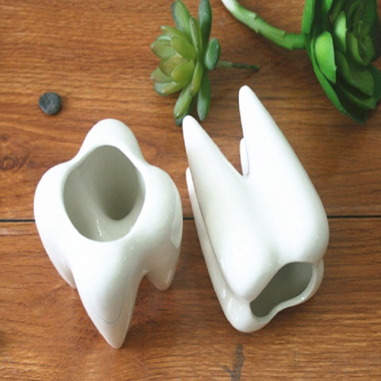 Succulent Potted Ceramic Pen Holder Home Decoration Tooth-shaped Desktop Ceramic Flower Pot, Without Plants