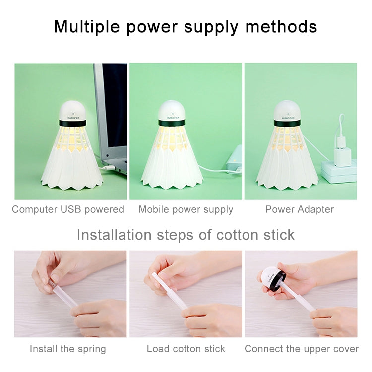 Badminton Ultrasonic Humidifier Air Diffuser Mist Maker with LED Night Light Air Purifier