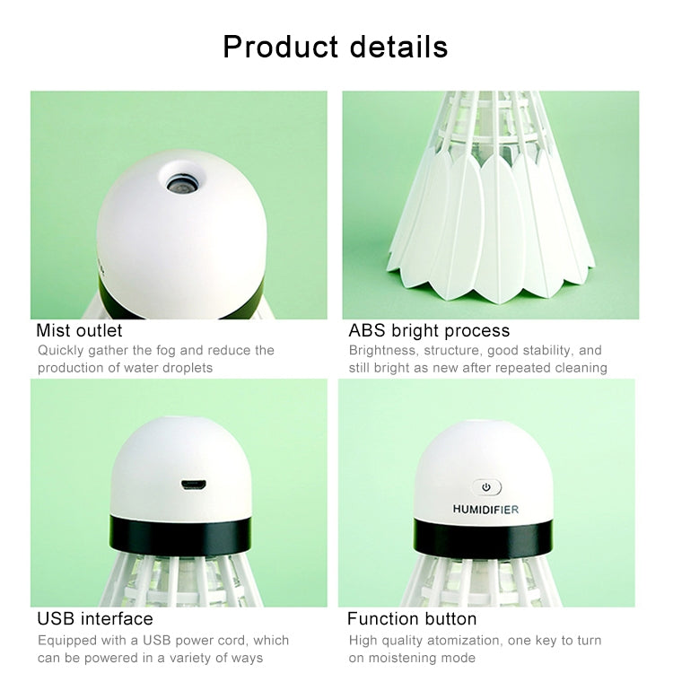 Badminton Ultrasonic Humidifier Air Diffuser Mist Maker with LED Night Light Air Purifier