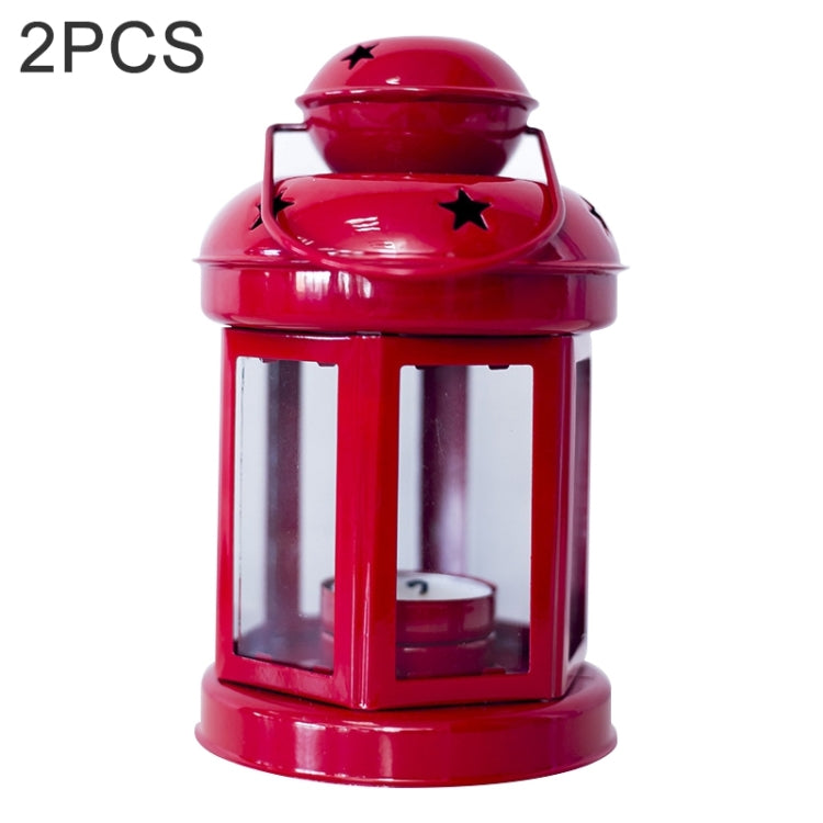 2 PCS Christmas Wrought Iron Windproof Lamp Creative Candlestick Decoration