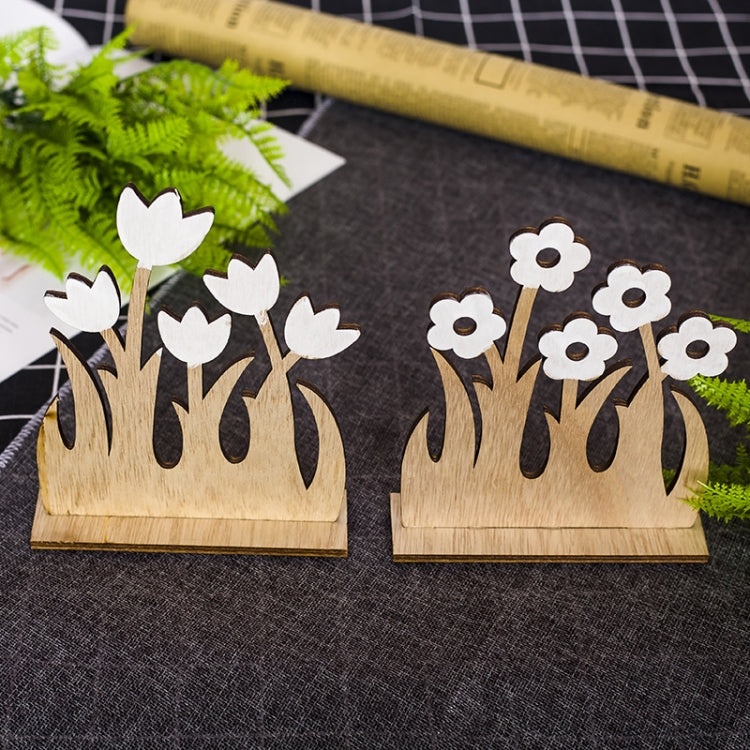 2 PCS Easter Home Creative Wooden Simple Flower Decoration Ornaments
