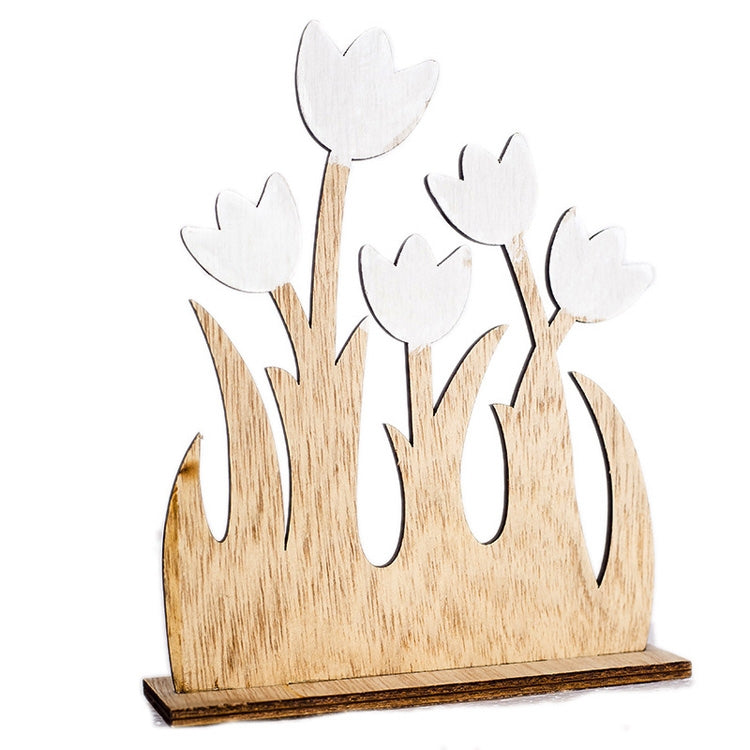2 PCS Easter Home Creative Wooden Simple Flower Decoration Ornaments