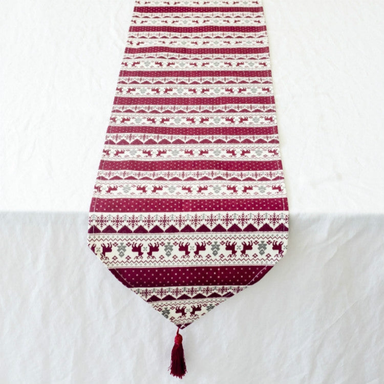 2 Sets Christmas Table Linen Printed Table Flag Set Decoration Supplies